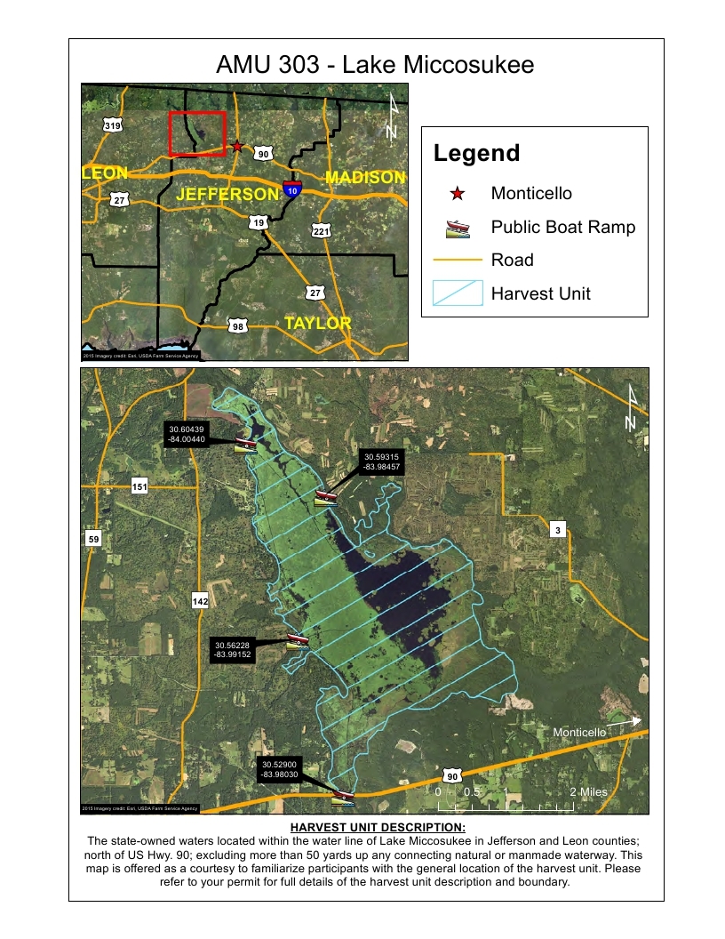 lake miccosukee harvest map